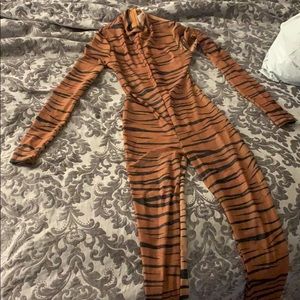 Mesh tiger stripe one piece